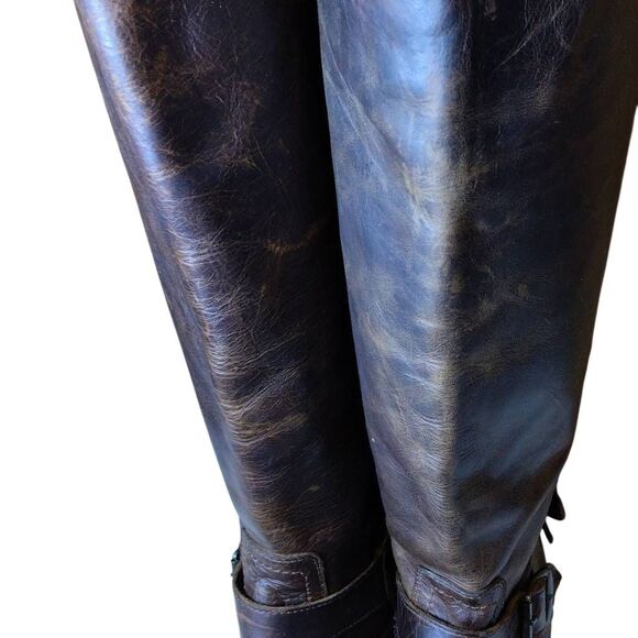 Frye Tall Veronica Boots Back Zipper Leather Engineer Classic Size11 - Picture 8 of 14